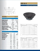 TSG SB18-5 18" woofer W/ 5" Voice Coil  SPECIAL PRICING